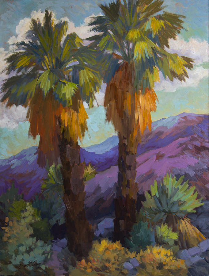 Impressionism Painting - Twin Palms at Indian Canyons by Diane McClary
