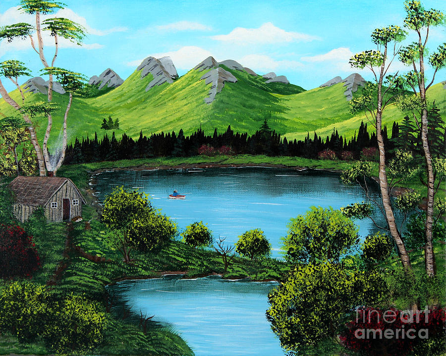 Twin Ponds Painting by Barbara A Griffin