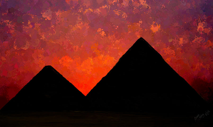Twin Pyramids at Sunset Painting by Bruce Nutting