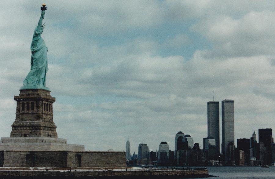 Twin Tower And Statue Of Liberty Photograph by Glenn Cuddihy