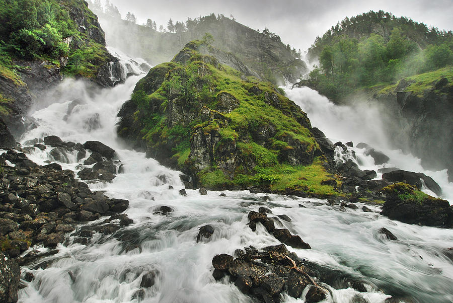 Twin waterfall Photograph by Jacquesvandinteren