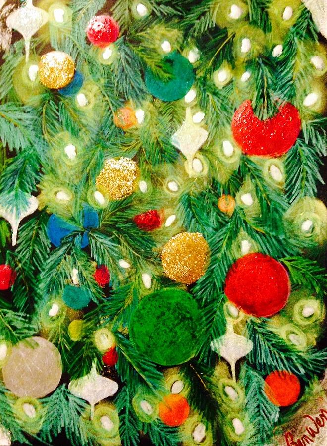 Christmas Painting - Twinkling Christmas Tree by Renee Michelle Wenker