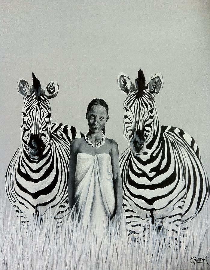 Black And White Painting - Twins by Jessi Smith