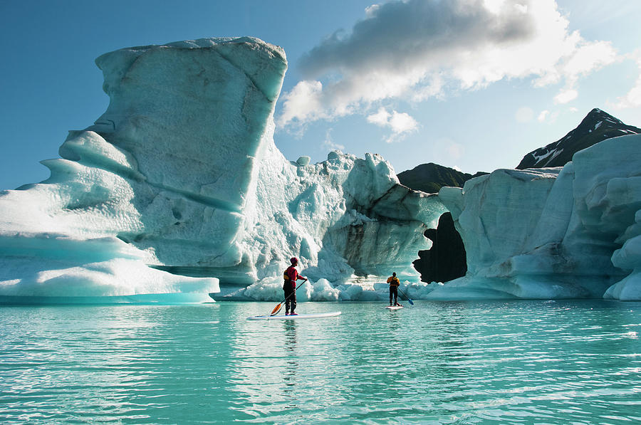 Kenai Fjords National Park Photograph - Two Adults On Stand Up Paddle Board Sup by Turner Forte