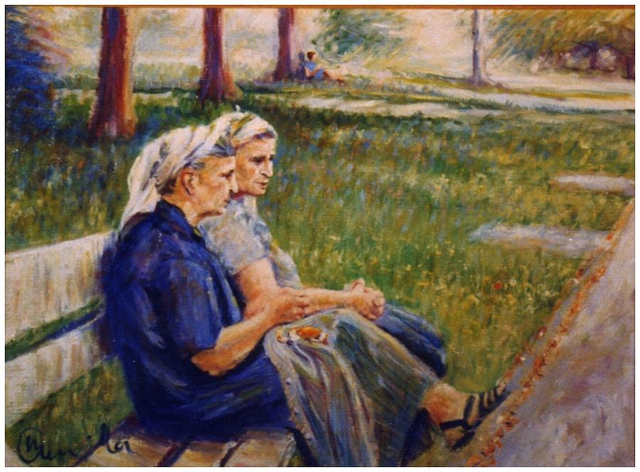 Two Albanian Ladies Painting by Walter Casaravilla
