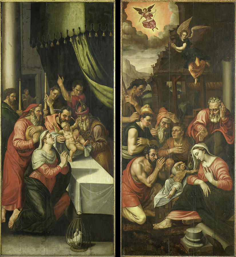 Two Altarpiece Wings With The Circumcision Left Drawing by Litz ...