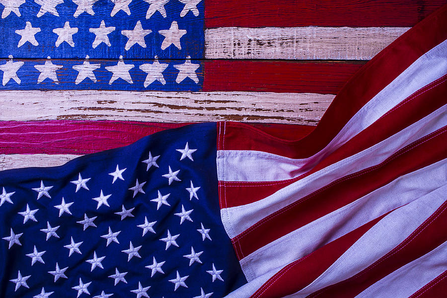 Two American Flags Photograph by Garry Gay