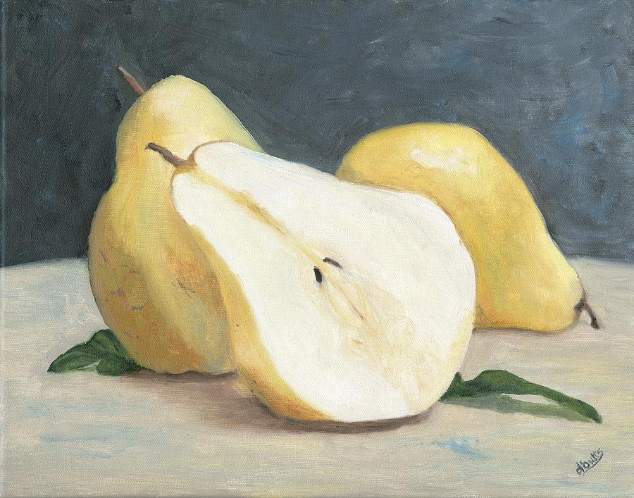 Two and A Half Pears Painting by Deborah Butts