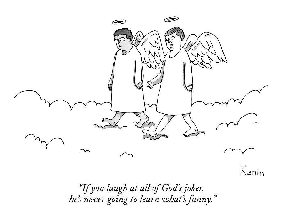 Two Angels Speak Walking In Heaven Drawing by Zachary Kanin