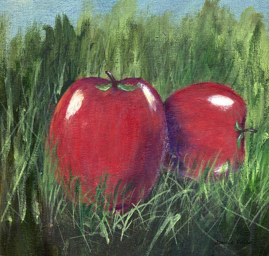 Two Apples Painting by Jamie Frier