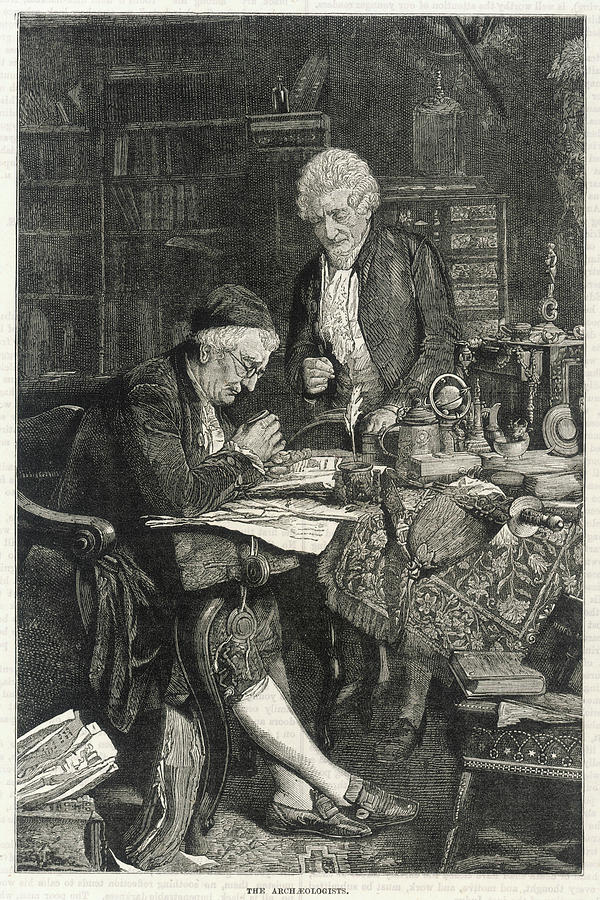 Pen Drawing - Two  Archaeologists/antiquarians by Mary Evans Picture Library