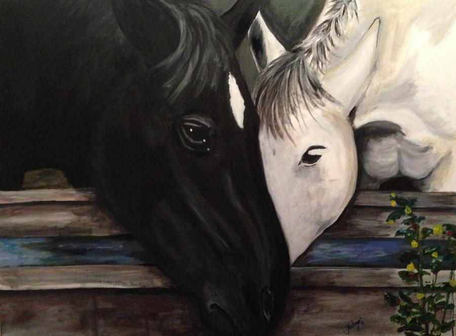 Two at the trough Painting by Jeff Hulsizer Fine Art America