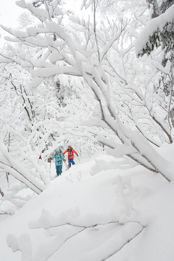 Two Backcountry Skiers Ski Touring Photograph by Menno Boermans Two Backcountry Skiers Ski Touring Photograph by Menno Boermans