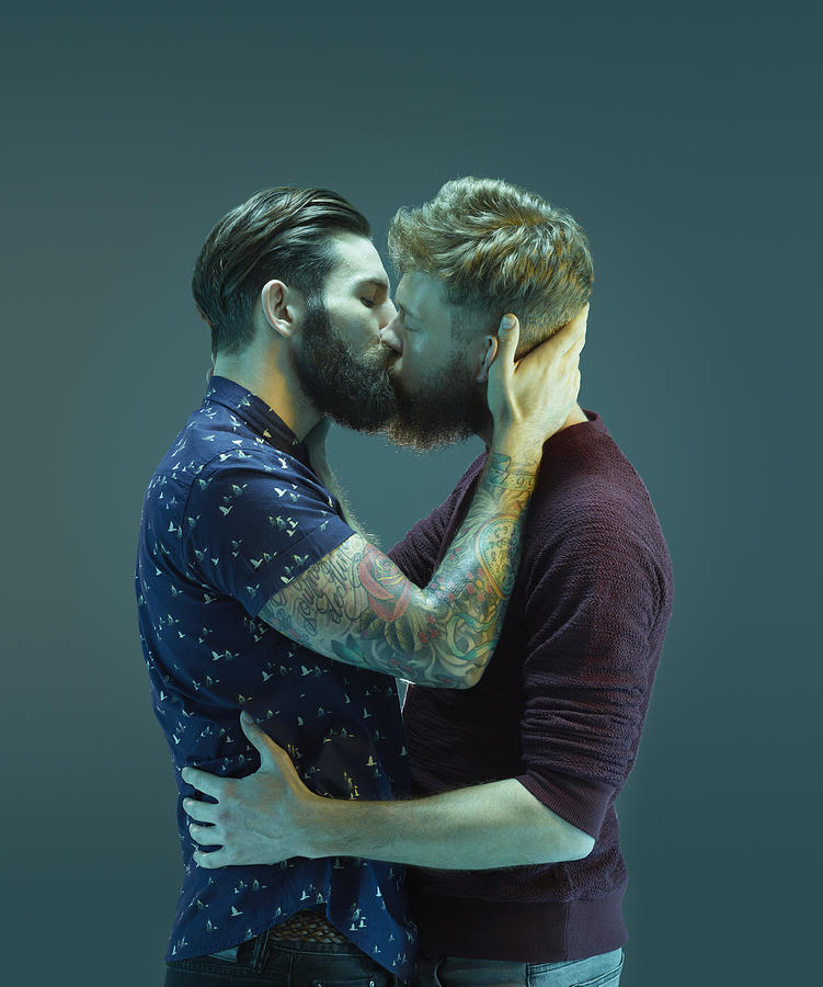 Two bearded men kissing Photograph by Tim Macpherson