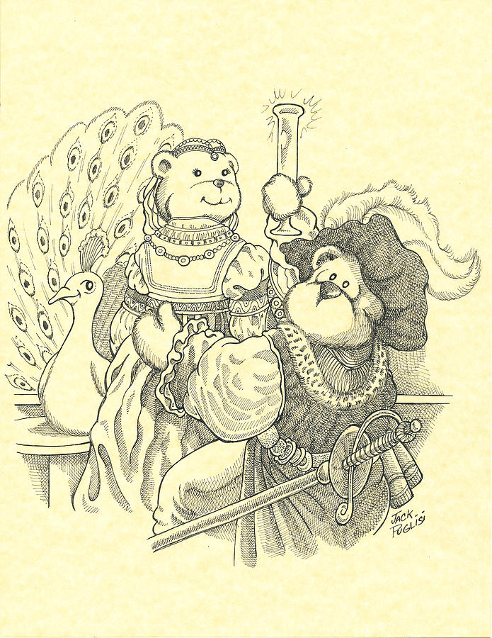Rembrandt Drawing - Two bears by Jack Puglisi