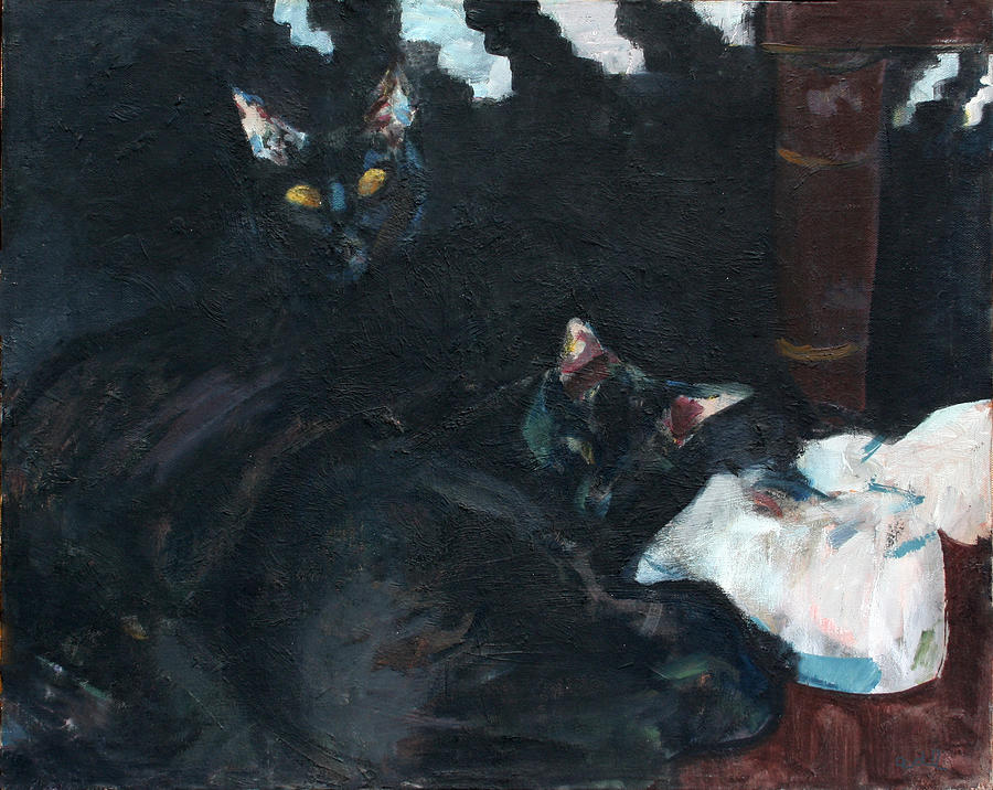 Two Black Cats Painting by Anita Dale Livaditis