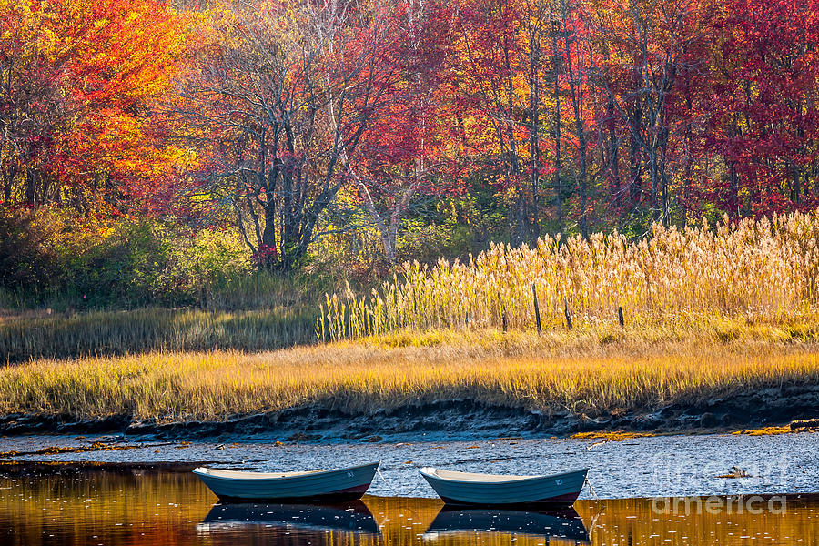 Two Boats in Autumn Photograph by Susan Cole Kelly