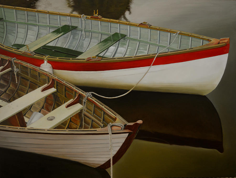 Two Boats Painting by Thu Nguyen