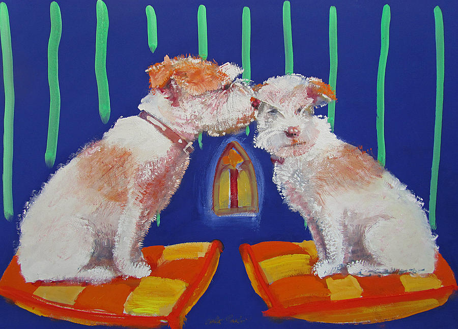 Two Border Terriers Together Painting by Charles Stuart