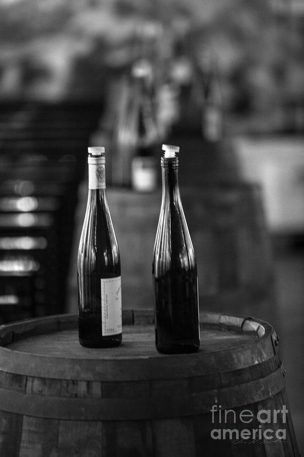 Black And White Photograph - Two Bottles of Wine Black and White by Iris Richardson