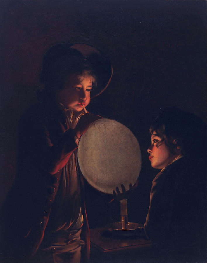 Toy Painting - Two Boys By Candlelight, Blowing by Joseph Wright of Derby