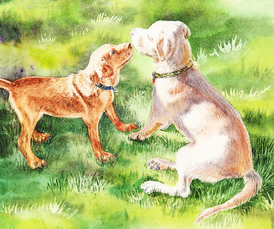 Animal Painting - Two Brothers Labradors by Irina Sztukowski