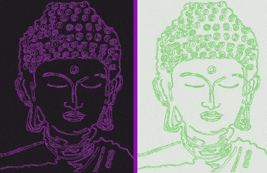 Two Buddhas Digital Art by Christine Perry