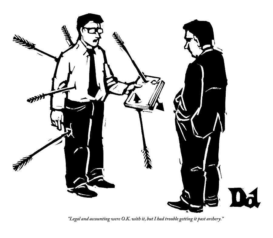 Two Businessmen Stand Together Drawing by Drew Dernavich Two Businessmen Stand Together Drawing by Drew Dernavich