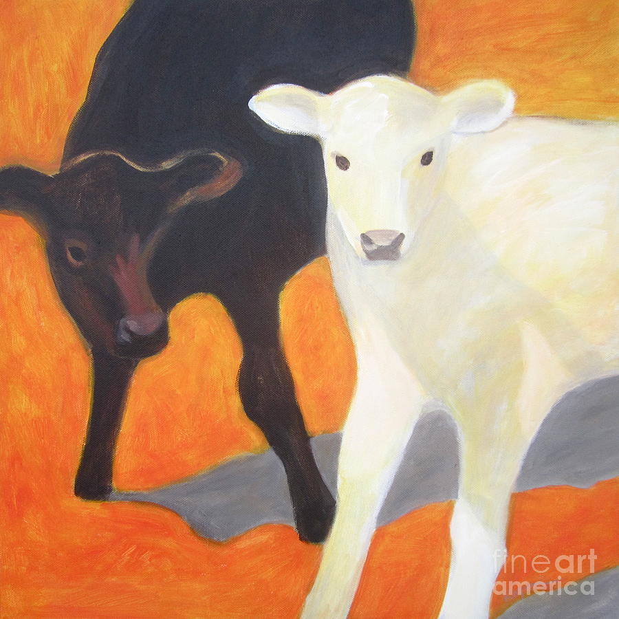 Two Calves Painting by Kazumi Whitemoon