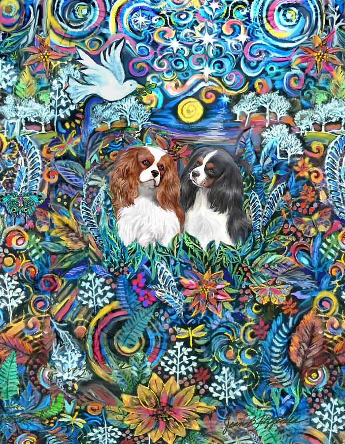 Flower Painting - Two Cavaliers in a Garden by Jean Batzell Fitzgerald