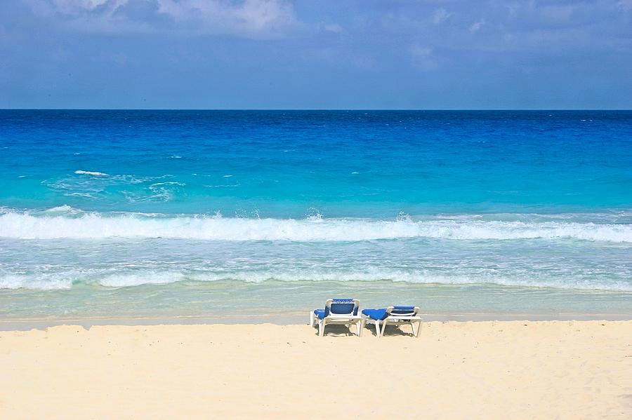 Two Chairs on Cancun Beach Photograph by Jane Girardot