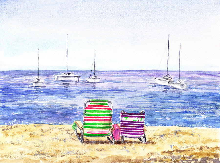 Two Chairs On The Beach Painting by Irina Sztukowski