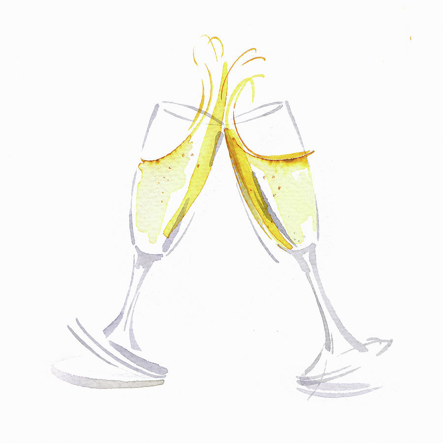 Spiller skak det er nytteløst digital Two Champagne Glasses Toasting Painting by Ikon Images - Pixels