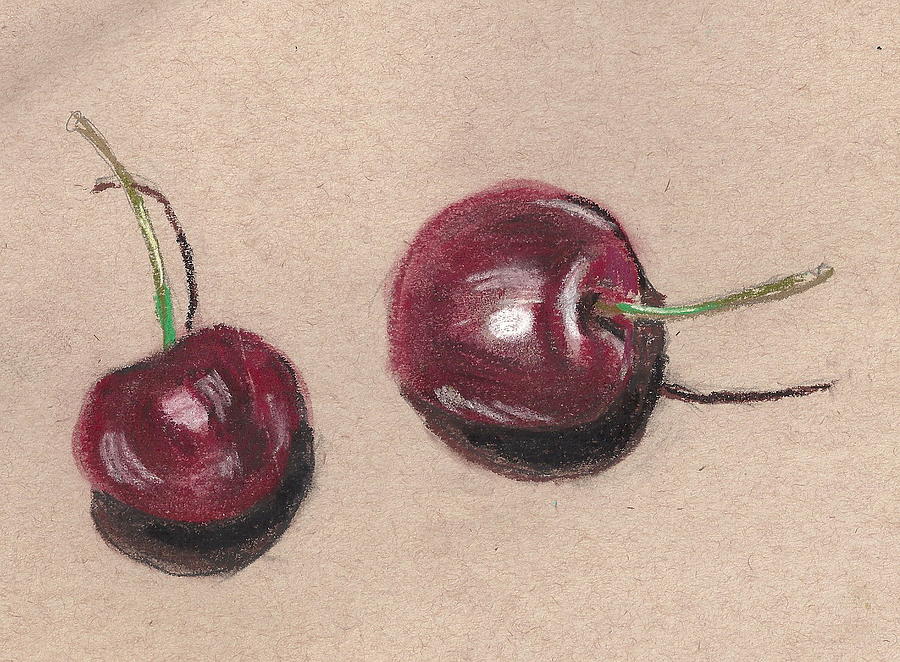 Two Cherries Painting by Hae Kim