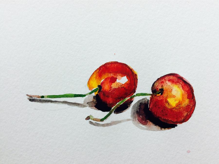 Two cherry  Painting by Hae Kim