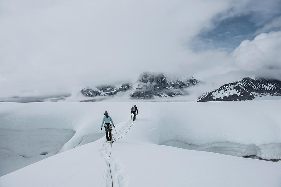 Two Climbers Walking Through Crevasses Photograph By Alasdair Turner Fine Art America 5080