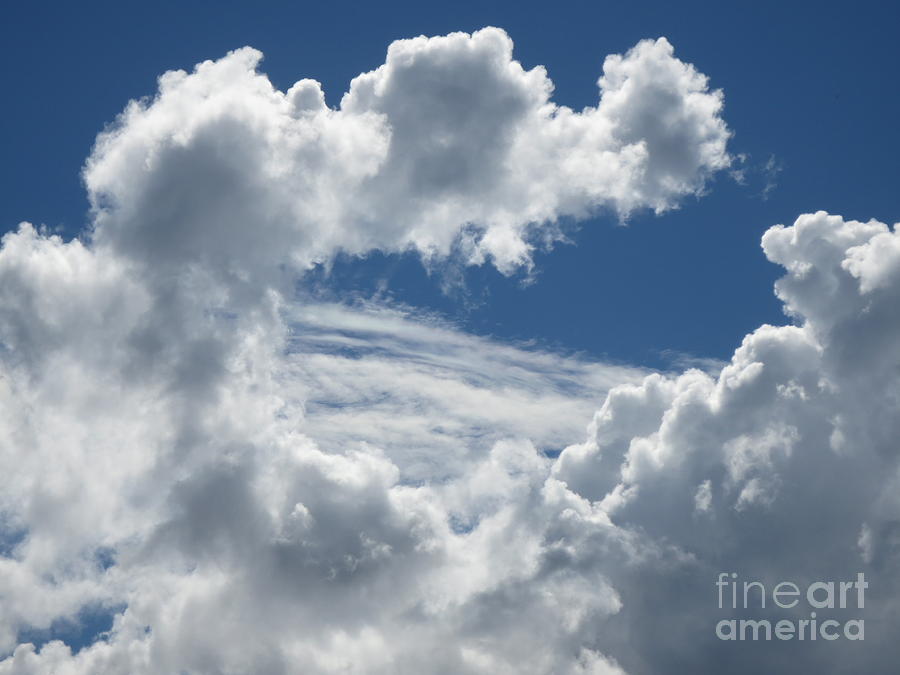 Two Cloud Types. Cumulus Clouds and Cirrus Clouds. Photograph by Robert Birkenes