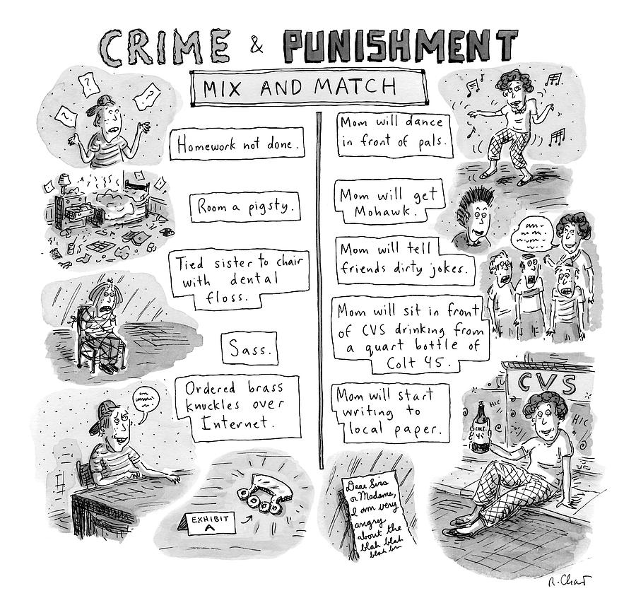 Two Columns Contain Entries. The Left Column Drawing by Roz Chast