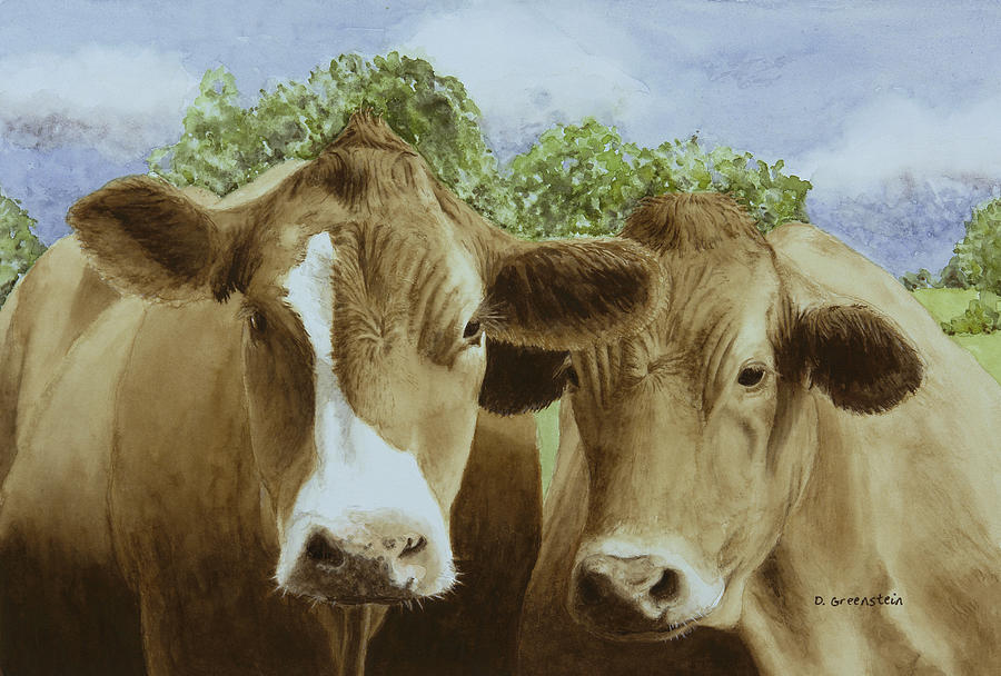 Two cows Painting by Donna Greenstein - Fine Art America