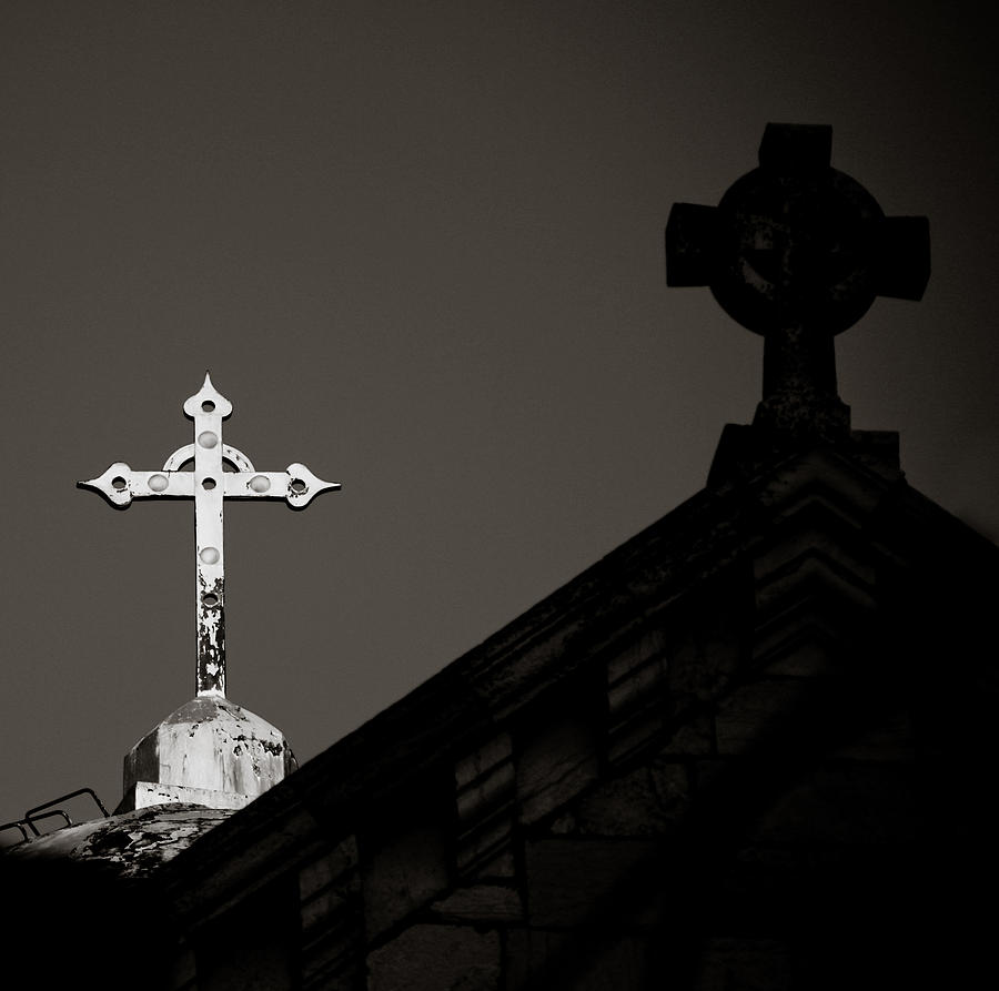 Two Crosses in Jerusalem in Black and White Photograph by Anthony Doudt