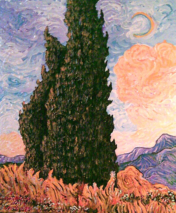 Two Cypresses after V. Vangogh Painting by Frank Morrison