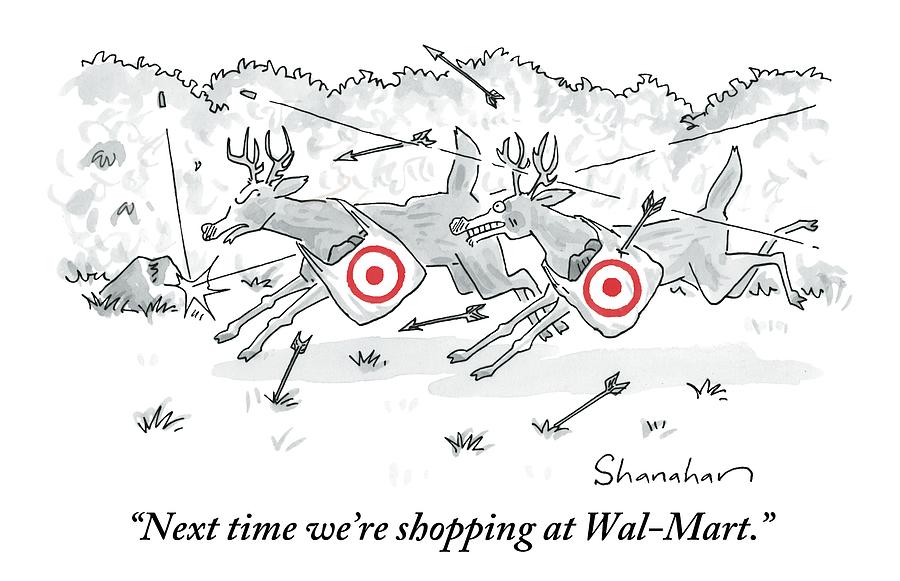 Two Deer With Red Target Shopping Bags Dodge Drawing by Danny Shanahan Two Deer With Red Target Shopping Bags Dodge Drawing by Danny Shanahan