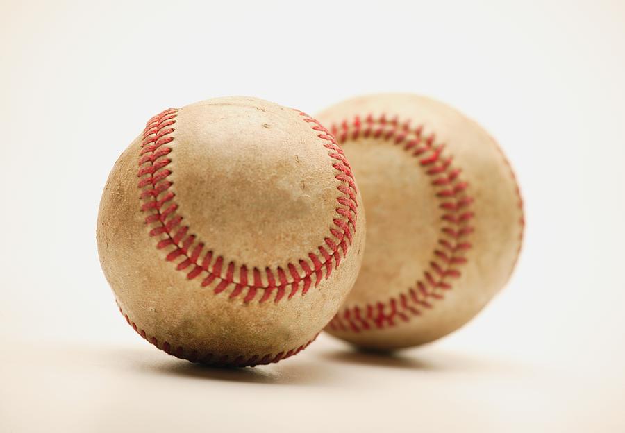 Ball Photograph - Two Dirty Baseballs by Darren Greenwood