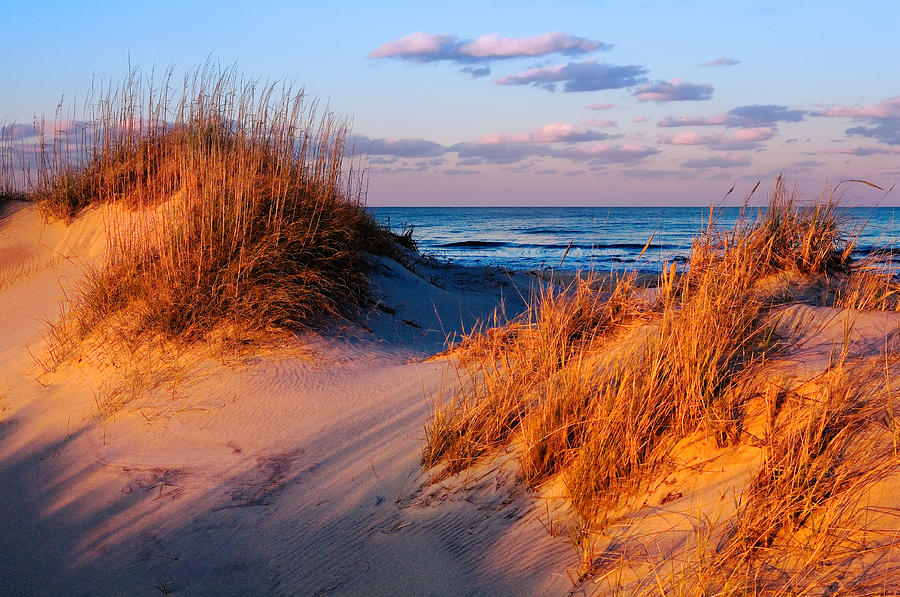Two Dunes at Sunset - Outer Banks Photograph by Dan Carmichael