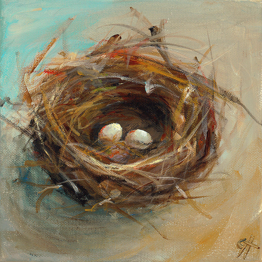 Still Life Painting - Two Egg Nest by Cari Humphry