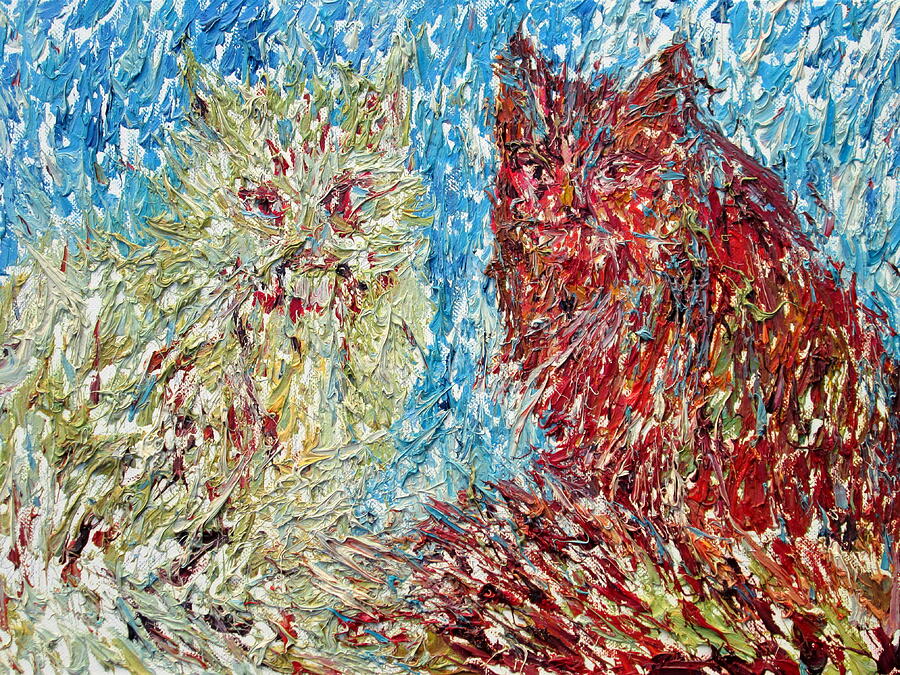 White Cat Red Cat Painting by Fabrizio Cassetta