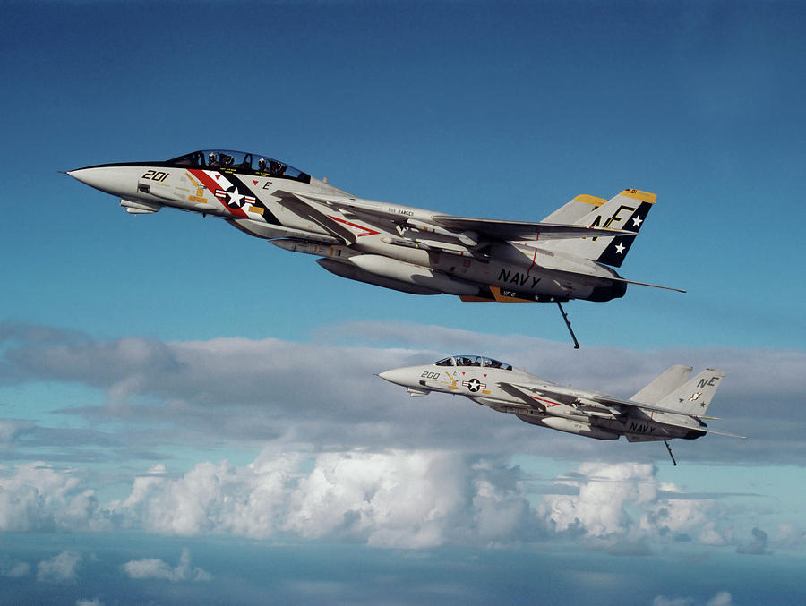 Two F-14a Tomcats During Operations Photograph by Dave Baranek