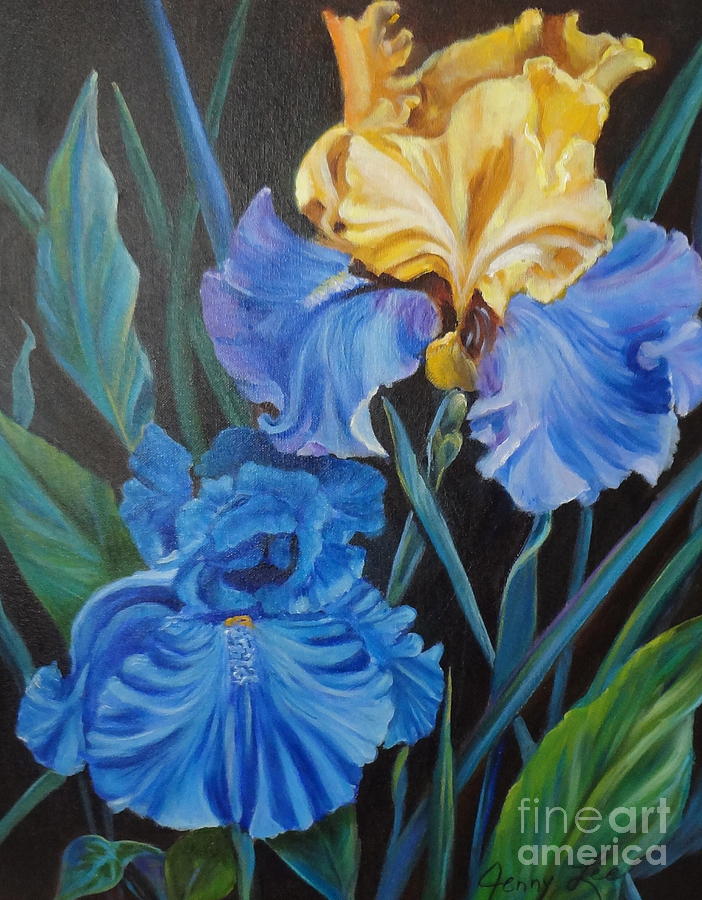 Still Life Painting - Two Fancy Iris by Jenny Lee