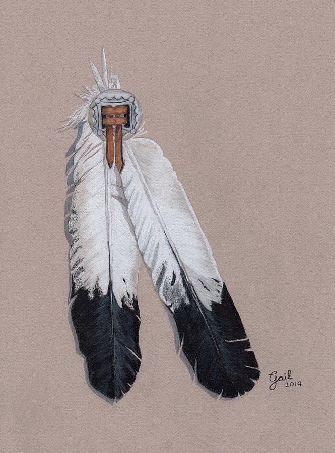 Black And White Painting - Two Feathers by Gail Seufferlein