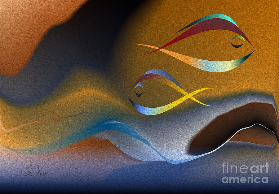 Two Fish Digital Art by Leo Symon
